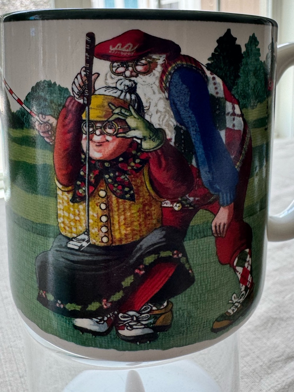 Whimsical Golfers Ceramic Mug in Multicolor